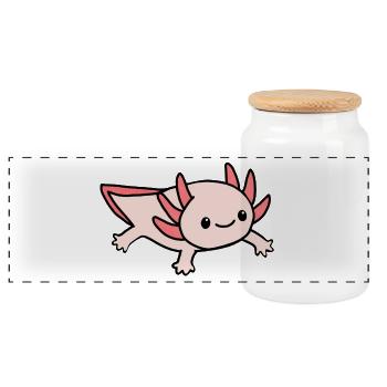 Axolotl pnk rose - Boîte à biscuits avec couvercle en bois - blanc - Devant