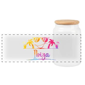 Groove de plage tropicale - Boîte à biscuits avec couvercle en bois - blanc - Devant