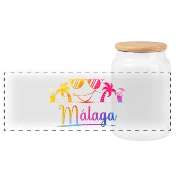Málaga Tropical Palm Sunglasses - Panoramic Cookie Jar with Wooden Lid - white - Front