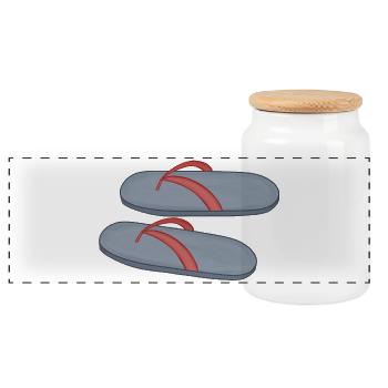 Beach Flip Flop Design - Panoramic Cookie Jar with Wooden Lid - white - Front