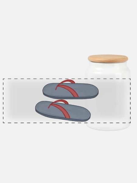 Beach Flip Flop Design - Panoramic Cookie Jar with Wooden Lid - white
