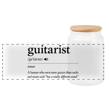Définition Guitariste Humour Musicien Cadeau - Boîte à biscuits avec couvercle en bois - blanc - Devant