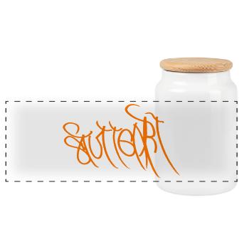 Graffiti Orange Hand Lettering Stuttgart - Panoramic Cookie Jar with Wooden Lid - white - Front