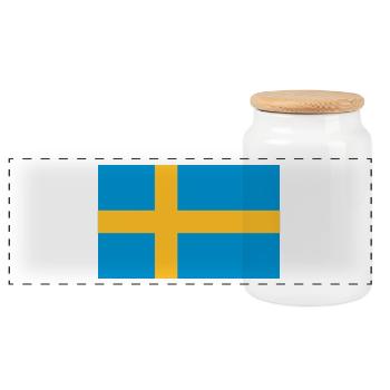 National flag of Sweden - Panoramic Cookie Jar with Wooden Lid - white - Front