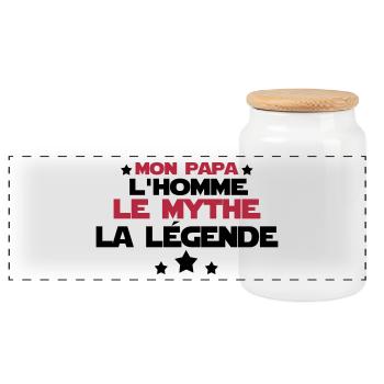 mon papa - Boîte à biscuits avec couvercle en bois - blanc - Devant