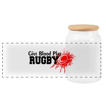 RUGBY - Panoramic Cookie Jar with Wooden Lid - white - Front
