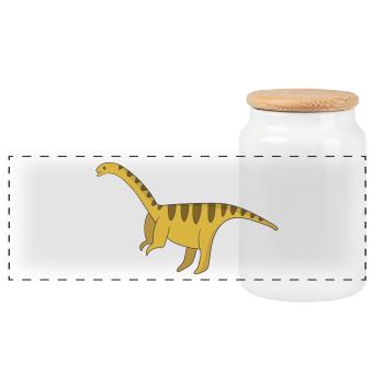 Dinosaurier Geschenk Urzeit Fossil Kawaii Comic - Panorama Keksdose mit Holzdeckel - Weiß - Vorne