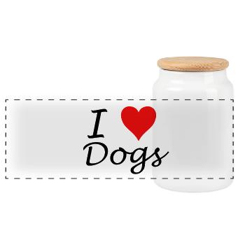 I Love Dogs - Panorama Keksdose mit Holzdeckel - Weiß - Vorne