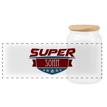 Super Sohn - Panorama Keksdose mit Holzdeckel - Weiß - Vorne