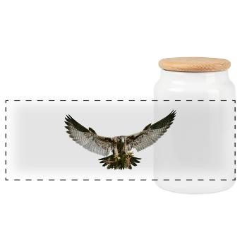 Eagle - Panoramic Cookie Jar with Wooden Lid - white - Front