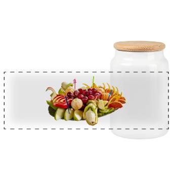 Leckeres Obst - Panorama Keksdose mit Holzdeckel - Weiß - Vorne