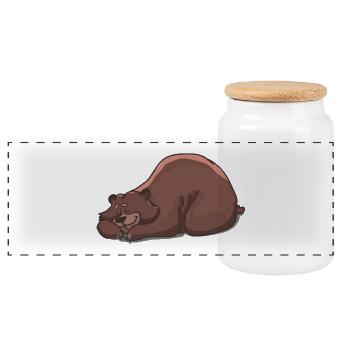 Schlafender Bär müde und süß - Panorama Keksdose mit Holzdeckel - Weiß - Vorne