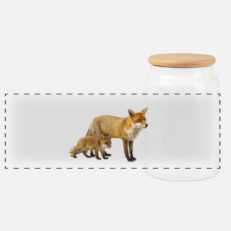Fuchs - Panorama Keksdose mit Holzdeckel - Weiß