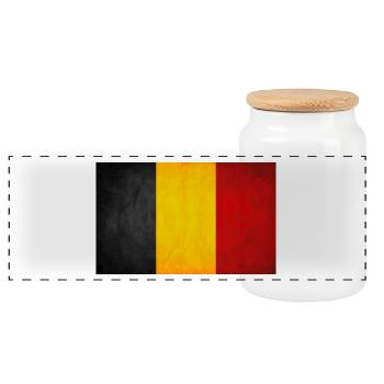 Drapeau de la Belgique - Boîte à biscuits avec couvercle en bois - blanc - Devant