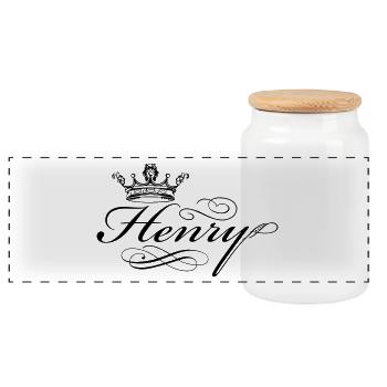 henry - Panoramic Cookie Jar with Wooden Lid - white - Front