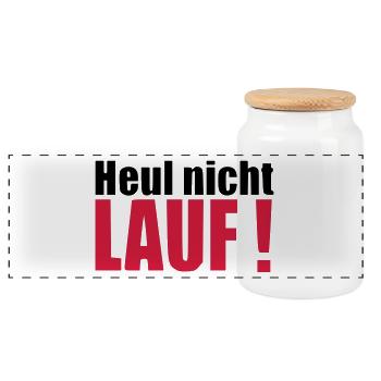 Heul nicht LAUF Geschenk Läufer Geburtstag - Panorama Keksdose mit Holzdeckel - Weiß - Vorne