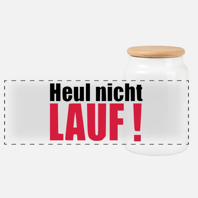 Heul nicht LAUF Geschenk Läufer Geburtstag - Panorama Keksdose mit Holzdeckel - Weiß