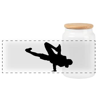 Breakdancing Breaking B-Boying B-Girling Hip-Hop - Panoramic Cookie Jar with Wooden Lid - white - Front