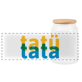 tatü tata Sirene abstrakte Wörter - Panorama Keksdose mit Holzdeckel - Weiß - Vorne
