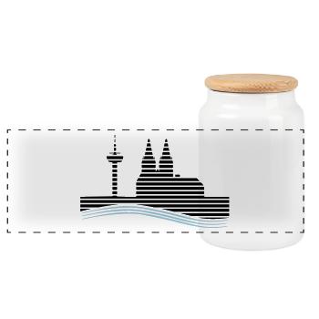 Köln - Panorama Keksdose mit Holzdeckel - Weiß - Vorne
