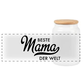 Beste Mama der Welt - Panorama Keksdose mit Holzdeckel - Weiß - Vorne