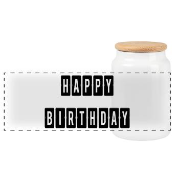 ALLES GUTE ZUM GEBURTSTAG. ALLES GUTE ZUM GEBURTSTAG. JAHRESTAG. - Panorama Keksdose mit Holzdeckel - Weiß - Vorne