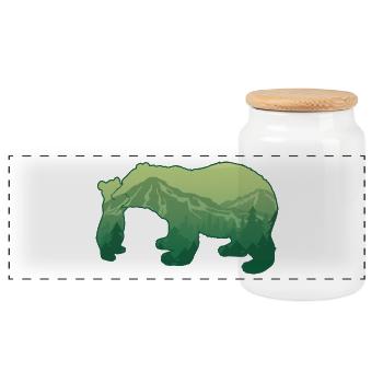 Bär und Cub Berg Bär Tier Liebhaber Geschenk - Panorama Keksdose mit Holzdeckel - Weiß - Vorne