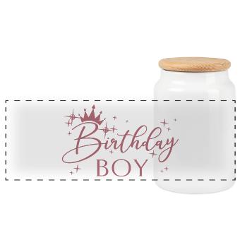 Birthday Boy - Geburtstagsparty Geschenk für Kinder Jungen - Panorama Keksdose mit Holzdeckel - Weiß - Vorne