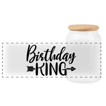 Birthday King - Cadeau de fête d’anniversaire cool pour hommes - Boîte à biscuits avec couvercle en bois - blanc - Devant