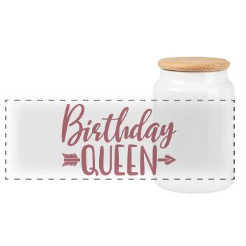 Anniversaire Reine Femmes Fête d’Anniversaire Cadeau - Boîte à biscuits avec couvercle en bois - blanc - Devant