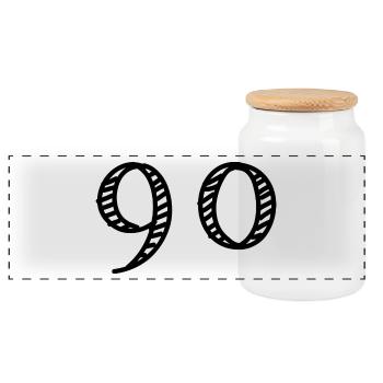 90 YEARS. 90th ANNIVERSARY. ANNIVERSARY 90 YEARS. 90 - Panoramic Cookie Jar with Wooden Lid - white - Front