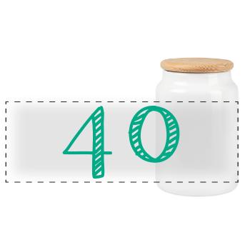 40 JAHRE. 40-jähriges JUBILÄUM. JUBILÄUM 40 JAHRE. 40 - Panorama Keksdose mit Holzdeckel - Weiß - Vorne