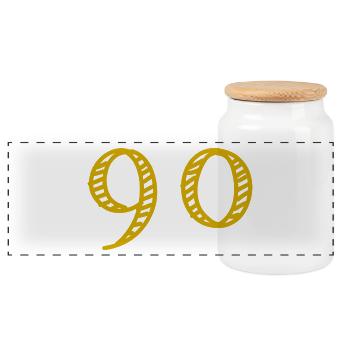 90 ANS. 90e ANNIVERSAIRE. ANNIVERSAIRE 90 ANS. 90 - Boîte à biscuits avec couvercle en bois - blanc - Devant