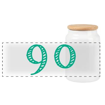90 ANS. 90e ANNIVERSAIRE. ANNIVERSAIRE 90 ANS. 90 - Boîte à biscuits avec couvercle en bois - blanc - Devant