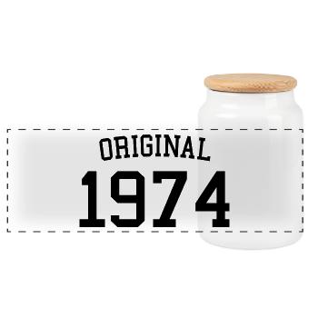 Original 1974 50e anniversaire hommes femmes 50 ans - Boîte à biscuits avec couvercle en bois - blanc - Devant