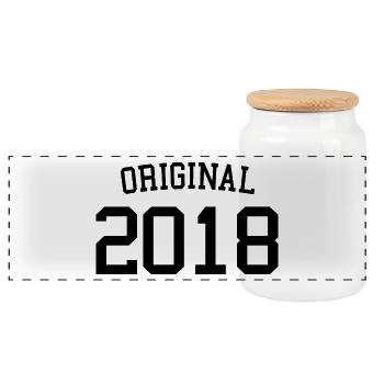 Original 2018 - 5 ans, enfants de 5e anniversaire - Boîte à biscuits avec couvercle en bois - blanc - Devant