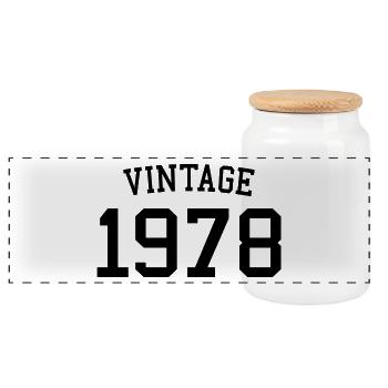 Millésime 1978 - 44 ans, cadeau de 44e anniversaire - Boîte à biscuits avec couvercle en bois - blanc - Devant