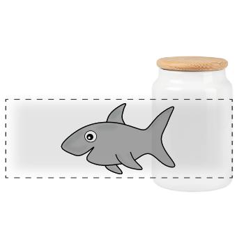 Requin Requins Pêche Poisson - Boîte à biscuits avec couvercle en bois - blanc - Devant
