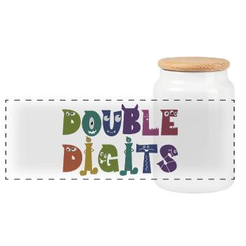 Cadeau de 10e anniversaire, 10 ans, pour garçons et filles - Boîte à biscuits avec couvercle en bois - blanc - Devant