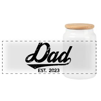 Papa est. 2023, Papa en devenir, Annonce de grossesse - Boîte à biscuits avec couvercle en bois - blanc - Devant