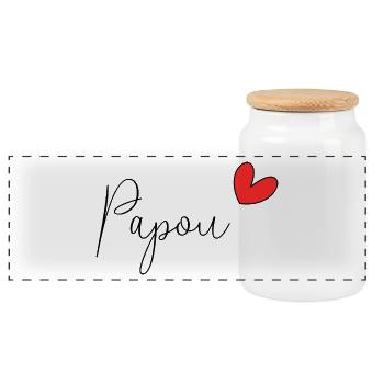PAPOU. BONNE FÊTE PAPA. PAPA. FÊTE DES PÈRES. - Boîte à biscuits avec couvercle en bois - blanc - Devant