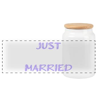 JUST MARRIED. bachelorette party. LOVE. SAINT VALENTINE. COUPLE. - Panoramic Cookie Jar with Wooden Lid - white - Front