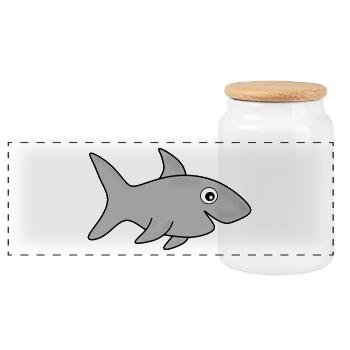Haifisch Haie Fisch angeln - Panorama Keksdose mit Holzdeckel - Weiß - Vorne