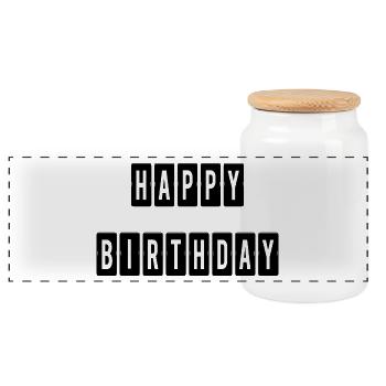 ALLES GUTE ZUM GEBURTSTAG. ALLES GUTE ZUM GEBURTSTAG. JAHRESTAG. - Panorama Keksdose mit Holzdeckel - Weiß - Vorne