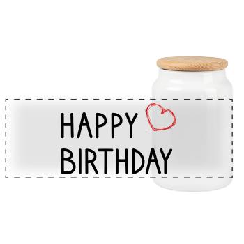 HAPPY BIRTHDAY. JOYEUX ANNIVERSAIRE. ANNIVERSAIRE. - Boîte à biscuits avec couvercle en bois - blanc - Devant