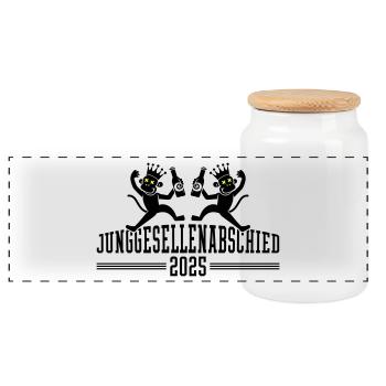 Junggesellenabschied 2025 Jga Party - Panorama Keksdose mit Holzdeckel - Weiß - Vorne