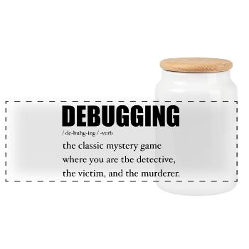 Programmierer Debugging Definition Lustig IT-Entwickler - Panorama Keksdose mit Holzdeckel - Weiß - Vorne