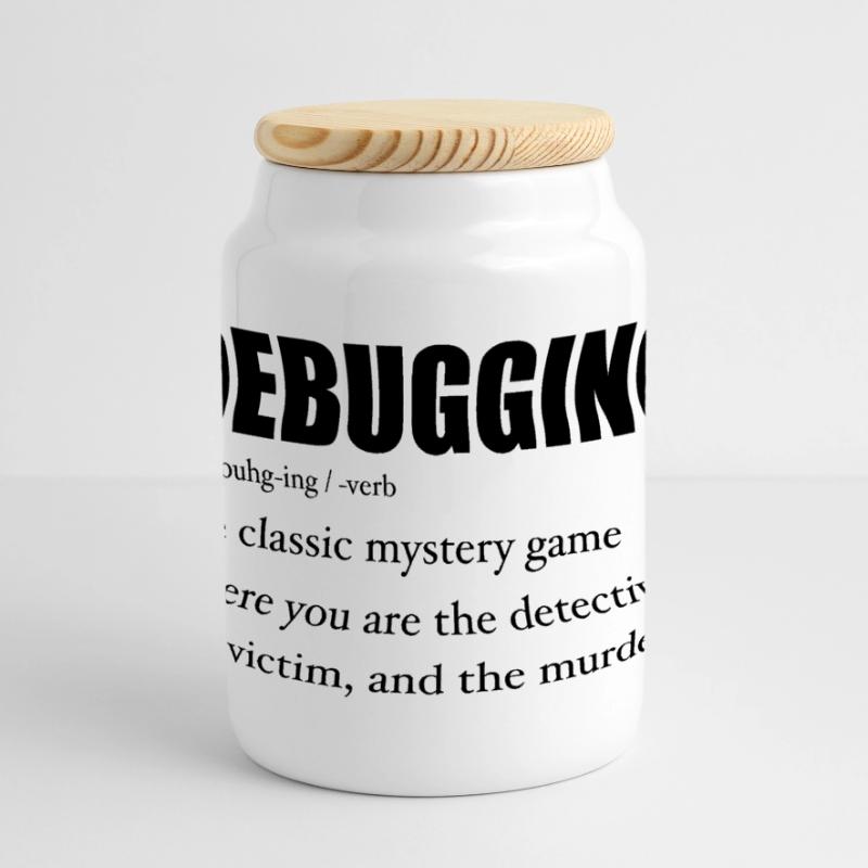 Programmer Debugging Definition Funny IT Developer Panoramic Cookie Jar with Wooden Lid