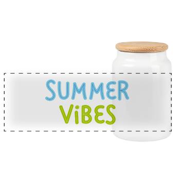 Summer Vibes Bright Color Minimal Fun Design - Panoramic Cookie Jar with Wooden Lid - white - Front