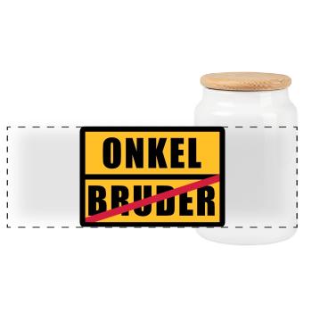 Bruder - Onkel - Panorama Keksdose mit Holzdeckel - Weiß - Vorne
